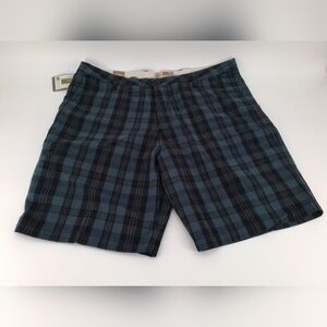 Nwt DOCKERS Washed Khaki Men's Y2K Plaid BLUE Shorts - SZ 42